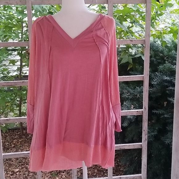 Suzanne Betro Pink long sleve Top Size 2X NWT